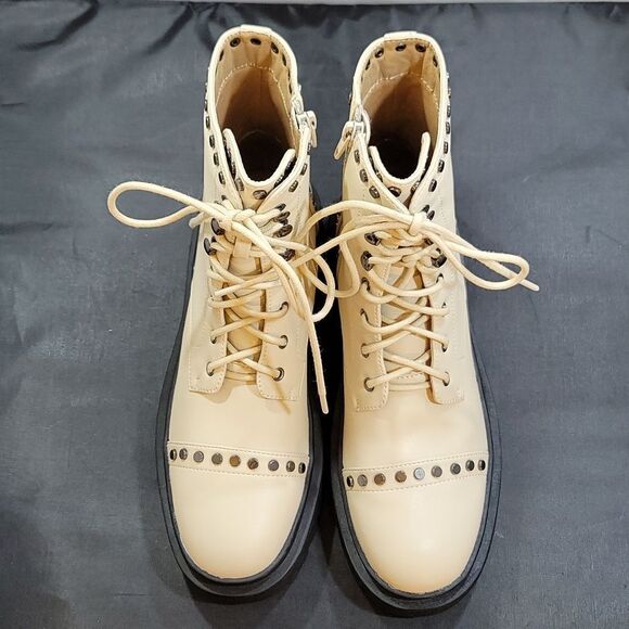 BRAND NEW SHU SHOP STUDDED LACE UP COMBAT BOOT - Picture 3 of 16